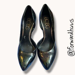 BCBG Paris Oil Slick Iridescent D’Orsay Pumps Pointed Toe 7B